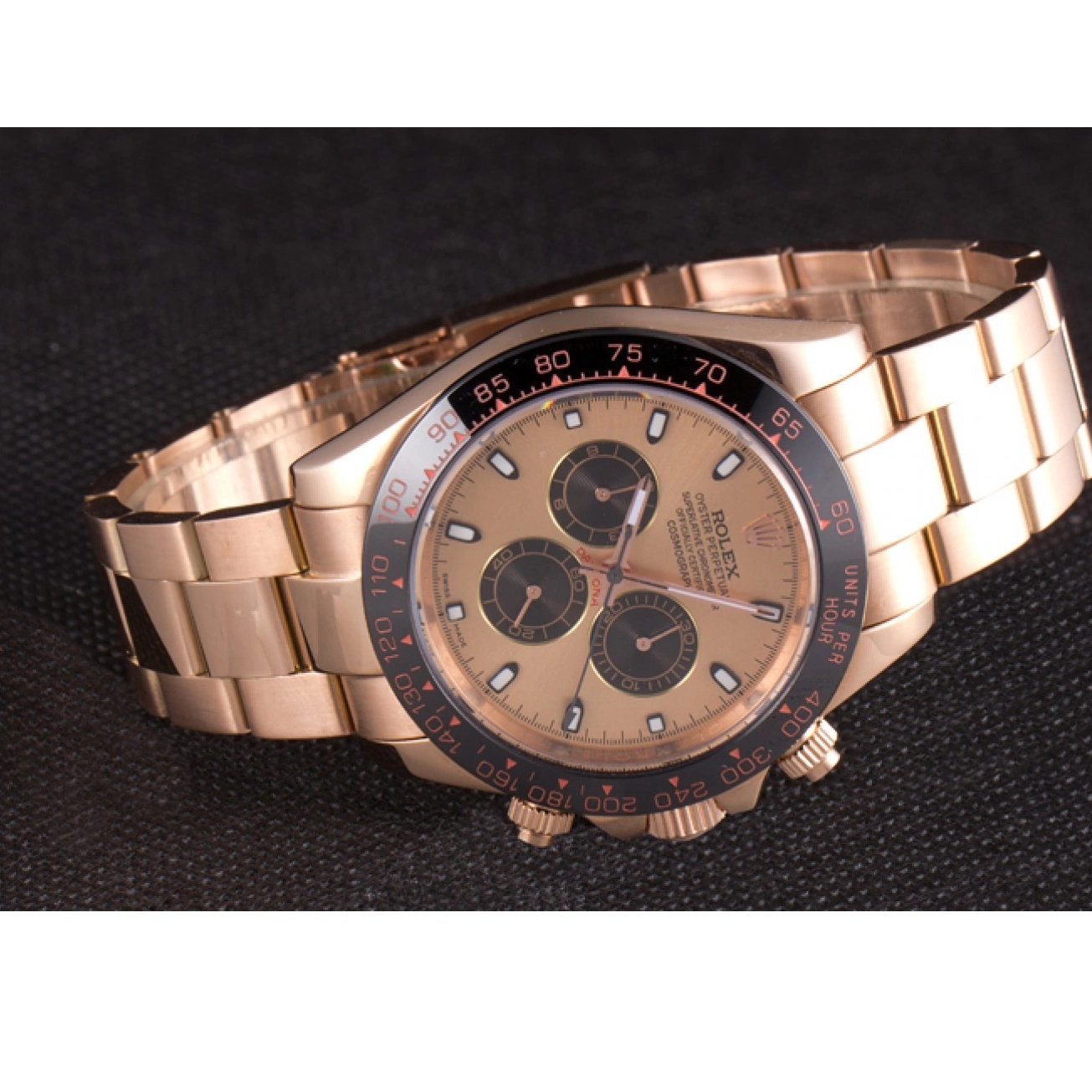 AAA Replica Watches Plated Gold Gold Rose Rolex 80244 Strap Ion Daytona Rose Tachymeter Dial 0814